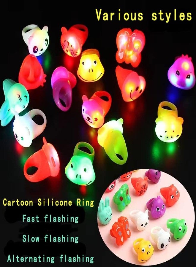 SOFLIY 27 Pcs LED Light Up Ring - Colorful Flashing Bumpy Rings Finger Toys Novelty Glow in the Dark Soft Jelly Blinking Rings Party Favors for Adults Kids Bachelorette Party Halloween Concert Gifts - Image 4